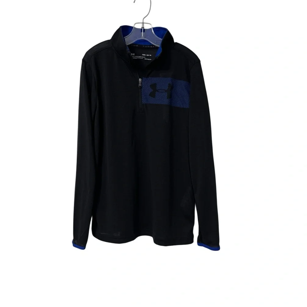 Under Armour Black Pullover with Blue Chest Panel Youth Medium